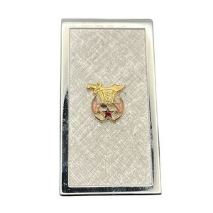 Swank Masonic Crescent Moon Scimitar Sword Star silver tone money clip vintage